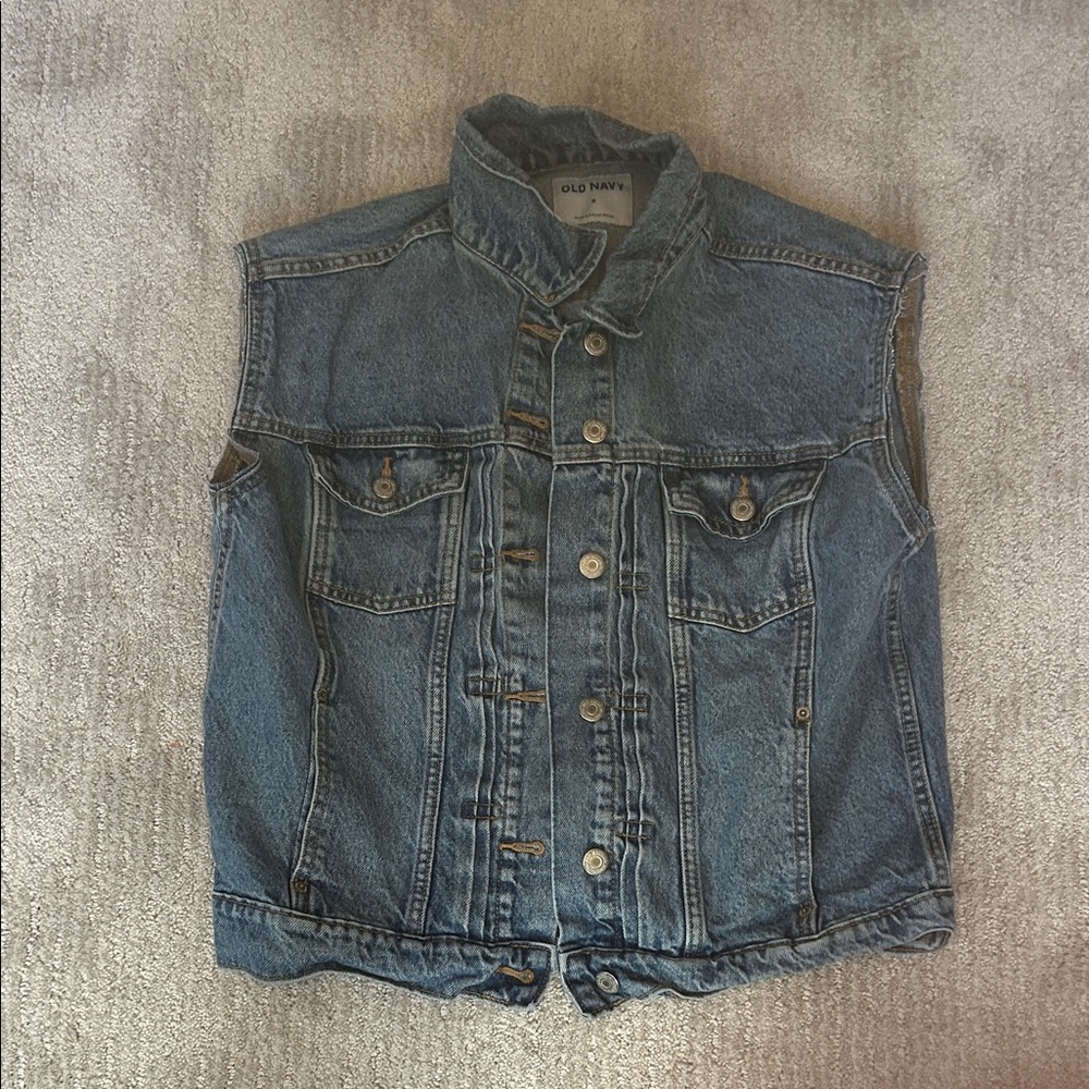 Old Navy Blue Denim Sleeveless Jacket